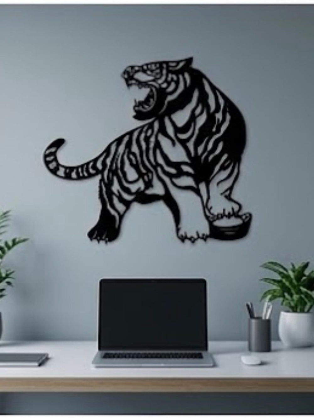 Black Tiger Wall Art Decal - Modern Home Wall Decor